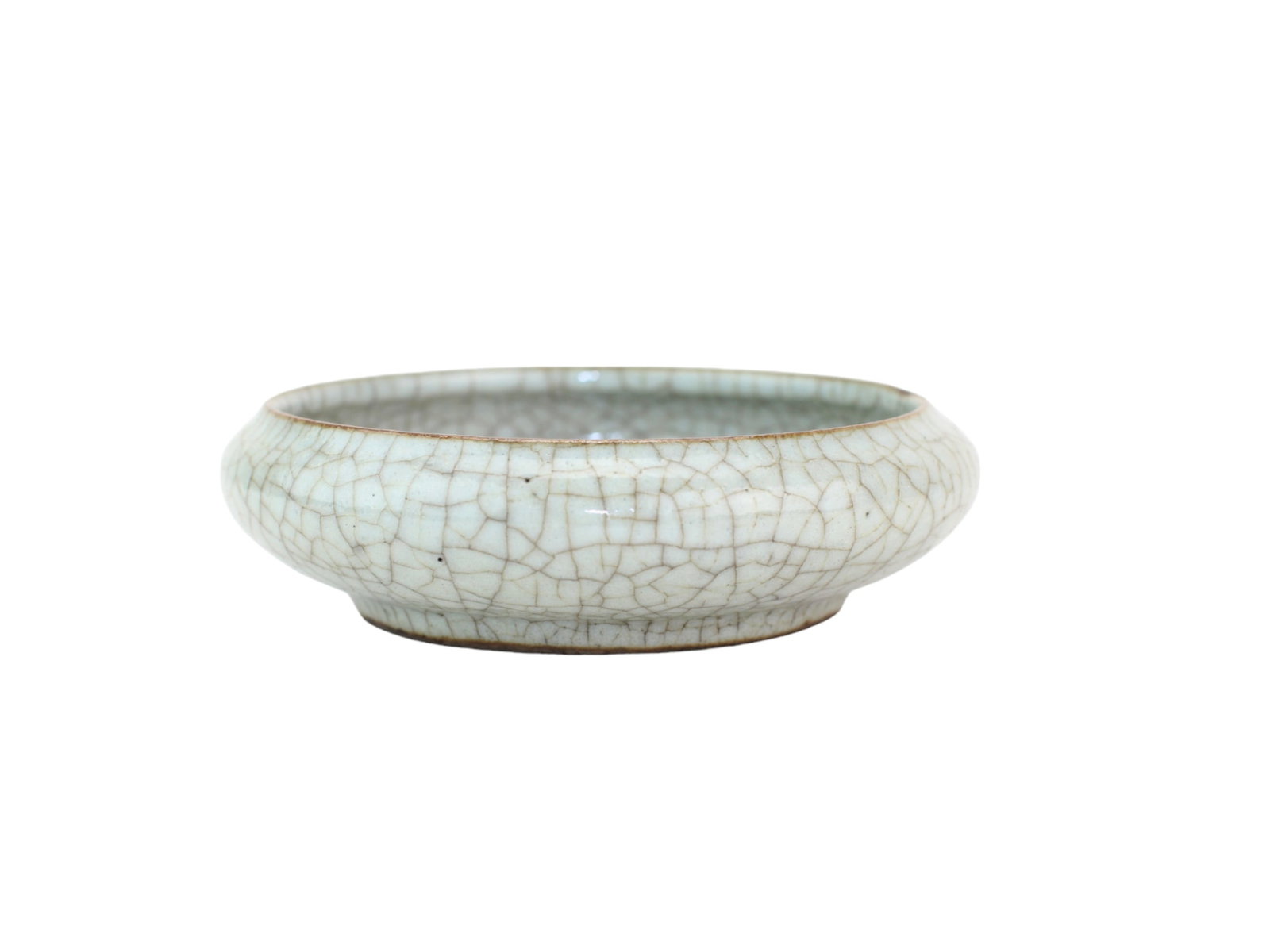 Chinese Cracky Celadon Low Bowl: Dimensions: 5 in. Diam.. Age wear.