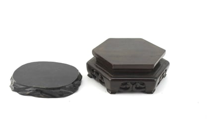 TWO CHINESE WOOD CARVED STANDS