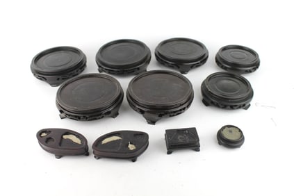 11 ASSORTED CHINESE CARVED WOOD STANDS