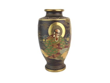 Japanese Satsuma Moriage Enamel Vase