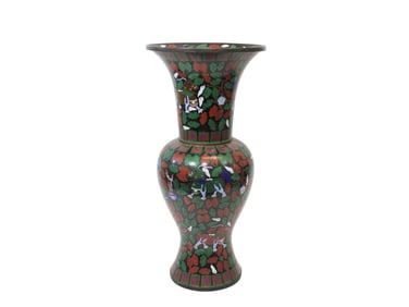A LARGE CLOISONNE PHOENIX TAIL VASE