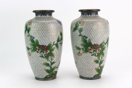 Pair of Chinese Cloisonne Vases