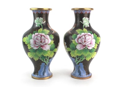 Pair of Chinese Cloisonne Vases