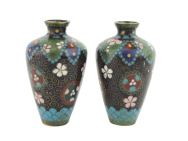 PAIR OF CLOISONNE VASES