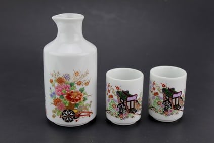 Japanese Hand-Painted Sake Set