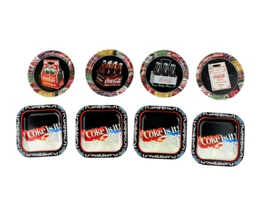 8 COCA COLA TIN CUP COASTERS