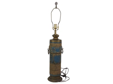 A Champleve Enamel Bronze Vase Table Lamp