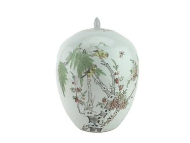 CHINESE FAMILLE ROSE LIDDED MELON JAR
