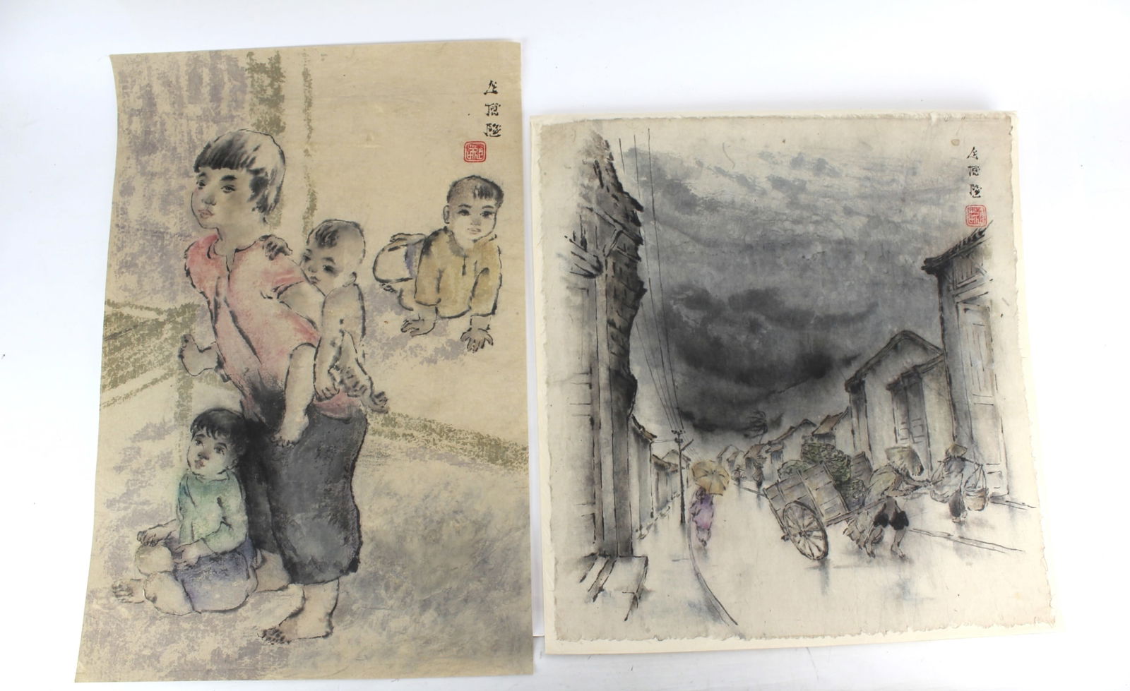 TWO CHINESE WATERCOLOR PAINTING SCROLLS (1 of 5)