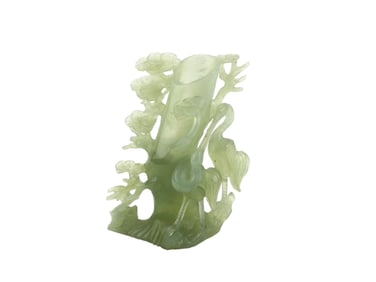 CHINESE CARVED NEPGRITE JADE BRUSH POT