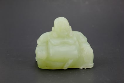 CHINESE CARVED JADE SITTING BUDDHA