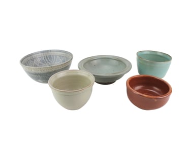 FIVE ART POTTERY BOWLS