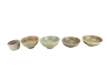 FIVE OLD CHINESE CELADON BOWLS