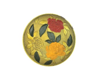 CHINESE LACQUER FLORAL LOW BOWL