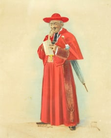 ALFRED WEBER, CARDINAL. WATERCOLOR
