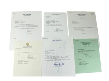 SIX AUTOGRAPHS FROM CONGRESSMEN AND SENATORS