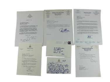SIX AUTOGRAPHS FROM CONGRESSMEN AND SENATORS