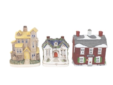 THREE PORCELAIN HOUSE MODELS