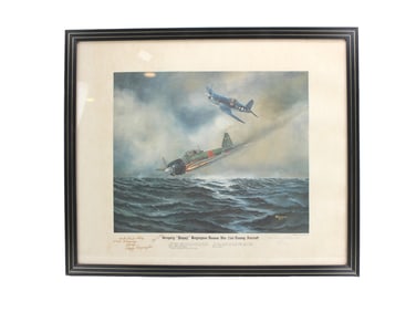 WILLIAM J. REYNOLDS, WWII AVIATION PRINT, SIGNED