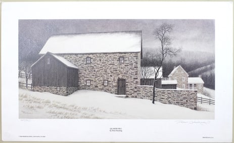 Lithograph Titled Quaker Hill by Peter Keating