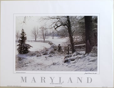 Signed Lithograph Titled "Winter in Monkton"
