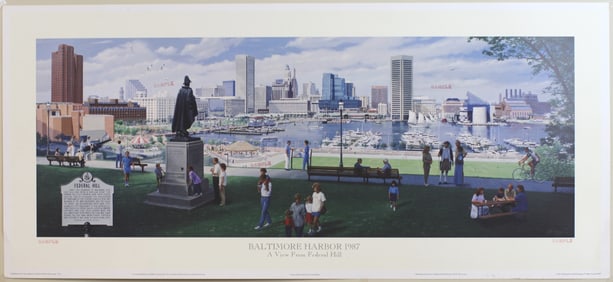 Baltimore Harbor 1987 Lithograph by Harryman
