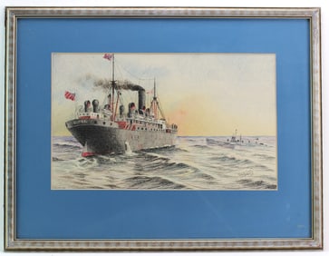 WWI Sinking of Glitra by U-Boat Drawing