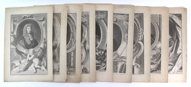 Set of Nine 18th Century Portrait Etchings