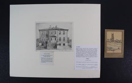Carlyle House Etching by Don Swann, 1949