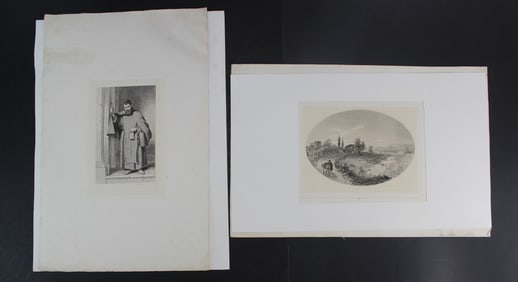 Two 1850s Etchings by J.G. Chapman, Rome