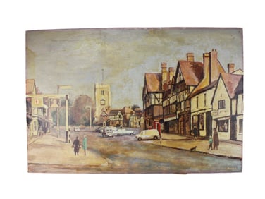 FRED BLENKIN, HIGH STREET, PINNER, OIL ON BOARD