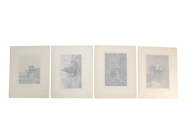Four Antique Photogravure Prints-Historical Scenes