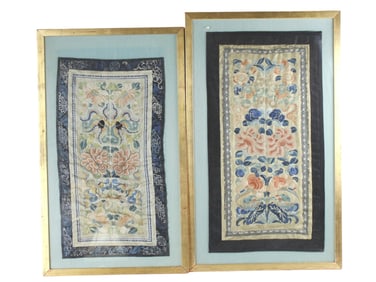 Pair of Framed Chinese Silk Embroidery Panels
