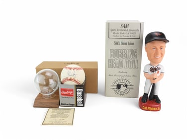 One Signed Baseball and One Bobbing Head Doll