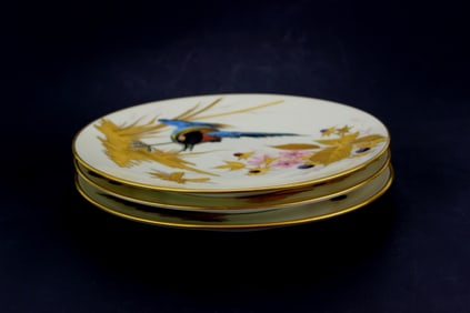 Three Hand-painted Pirkenhammer Gilt Bird Plates