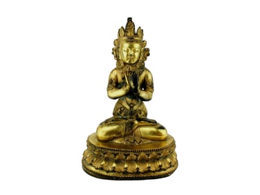 ASIAN GILT BRONZE DEITY SCULPTURE