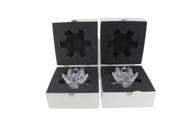 2 Swarovski Silver Crystal Lotus Tealight Holders