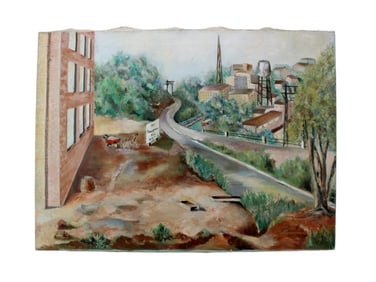 F. Kessler, Industrial Townscape, Oil On Canvas