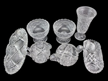 Collection of Seven Cut Glass Crystal Tablewares