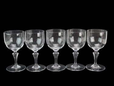 Set of 5 Baccarat France Crystal Wine Glasses