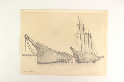 Consuelo Eames Hanks, Sheepscot Sentinels, Etching