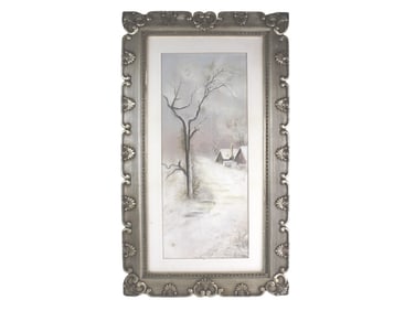 CHARLES LOWNSEND, FARMHOUSE IN SNOW, OIL ON BOARD