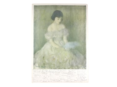 EDMUND GREACEN, GRIL WITH A FAN, SIGNED LITHOGRAPH