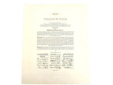 1970 Bank of Commerce Recognition Document