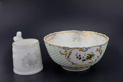 A Copeland Cup & Hand-Painted H&R Daniel Bowl