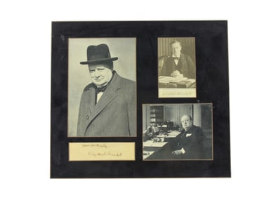 LAMINATED AUTOGRAPH OF WINSTON CHURCHILL