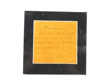 Autographed Note by Pierre Loti–Laminated Display
