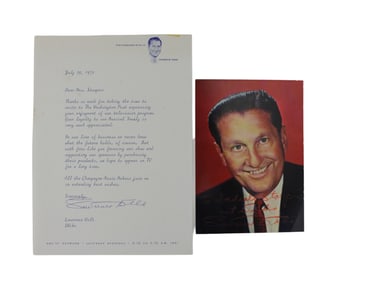 Lawrence Welk Signed Letter and Portrait – 1970