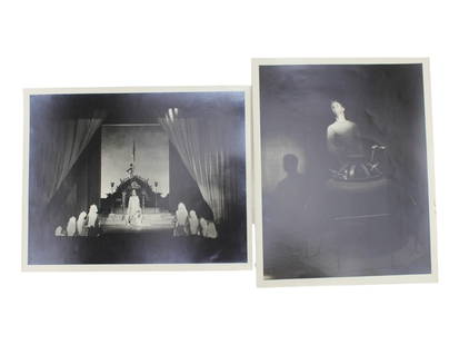 Two Theater Production Photos by Vandamm Studio: Florence Vandamm (1883-1956), British portrait photographer. Two vintage 8X10 silver print scenes from unidentified production of Eugene O'Neill's "Lazarus Laughed," probably early 1950s, hand stamped