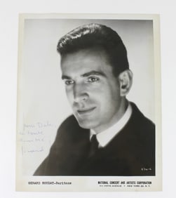 Signed Portrait of Gérard Souzay, French Baritone